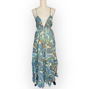House of Harlow 1960 Paisley Maxi Dress in Blue/Ivory
